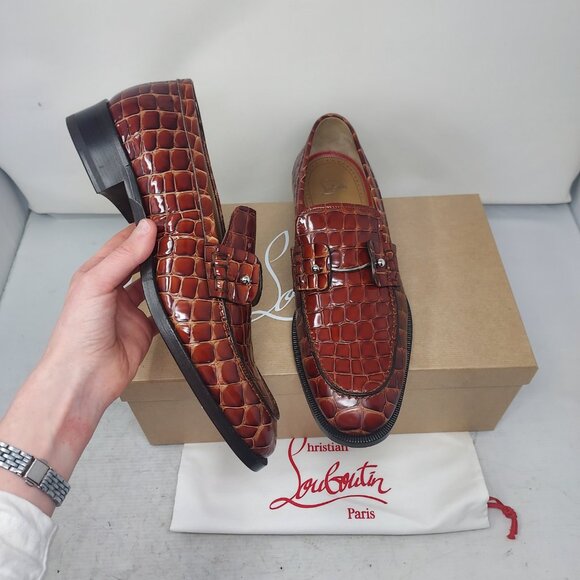 Christian Louboutin Brown Chambelimoc Ali Crocodile MENS Loafer - Picture 4 of 12